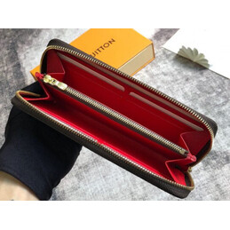 Replica Louis Vuitton Brown Damier Ebene Rose Patch Zippy Wallet