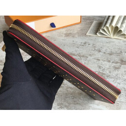 Replica Louis Vuitton Brown Damier Ebene Studded Zippy Wallet