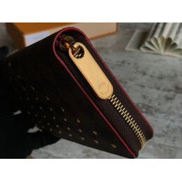 Replica Louis Vuitton Brown Damier Ebene Studded Zippy Wallet