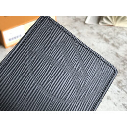 Replica Louis Vuitton Black Epi Leather Multiple Wallet with Blue Interior