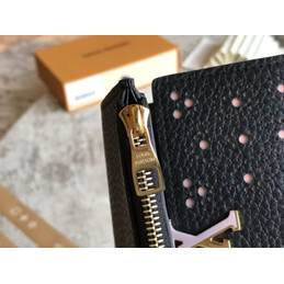 Replica Louis Vuitton Black Studded Capucines Compact Wallet