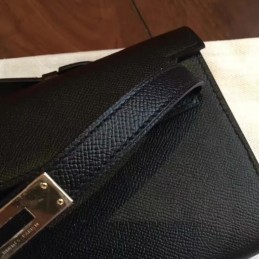 Replica Hermes Black Kelly Cut Clutch Gold Hardware