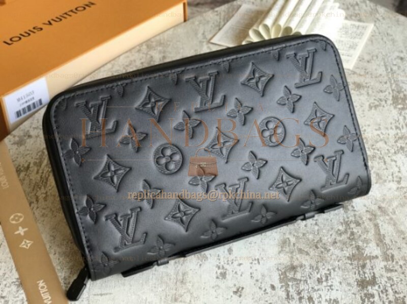 Replica Louis Vuitton Black Monogram Shadow Zippy XL Wallet