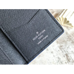 Replica Louis Vuitton Black Taiga Leather Blue Trim Pocket Organizer