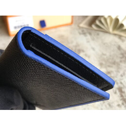 Replica Louis Vuitton Black Taiga Leather Blue Trim Pocket Organizer