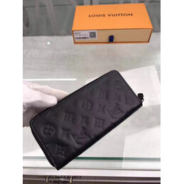 Replica Louis Vuitton Black Embossed Monogram Shadow Brazza Wallet