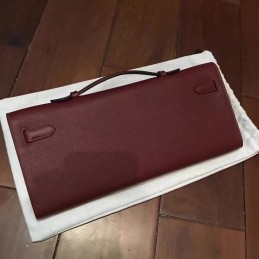 Replica Hermes Burgundy Kelly Cut Clutch Gold Hardware