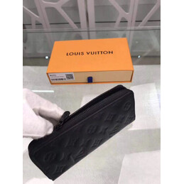 Replica Louis Vuitton Black Embossed Monogram Shadow Brazza Wallet