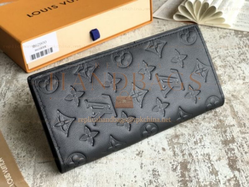 Replica Louis Vuitton Black Monogram Shadow Brazza Wallet