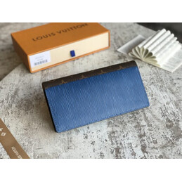 Replica Louis Vuitton Blue Epi Leather Brown Trim Brazza Wallet