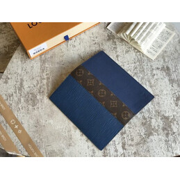 Replica Louis Vuitton Blue Epi Leather Brown Trim Brazza Wallet