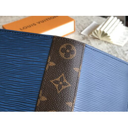 Replica Louis Vuitton Blue Epi Leather Brown Trim Brazza Wallet