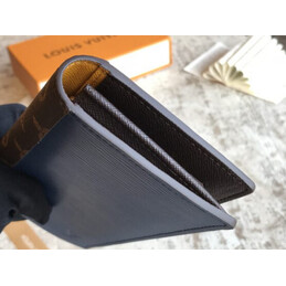 Replica Louis Vuitton Blue Epi Leather Brown Trim Brazza Wallet