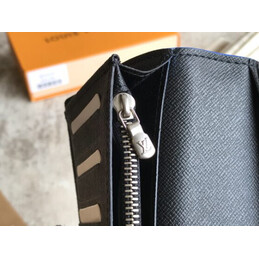 Replica Louis Vuitton Black Taiga Leather Blue Trim Brazza Wallet