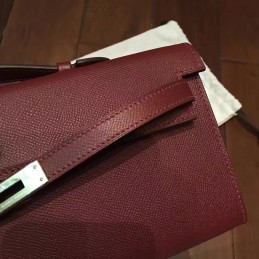 Replica Hermes Burgundy Kelly Cut Clutch Gold Hardware