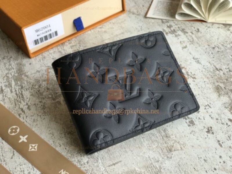 Replica Louis Vuitton Black Monogram Shadow Multiple Wallet