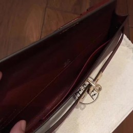 Replica Hermes Burgundy Kelly Cut Clutch Gold Hardware