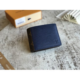 Replica Louis Vuitton Blue Epi Leather Brown Trim Multiple Wallet