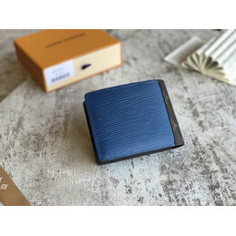 Replica Louis Vuitton Blue Epi Leather Brown Trim Multiple Wallet