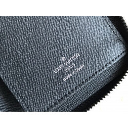 Replica Louis Vuitton Black Taiga Leather Blue Trim Zippy Organizer Wallet