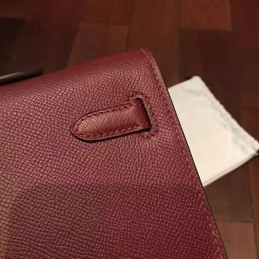 Replica Hermes Burgundy Kelly Cut Clutch Gold Hardware