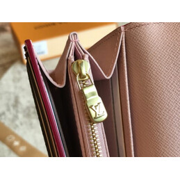 Replica Louis Vuitton Brown Monogram Red Pink Scallop Sarah Wallet