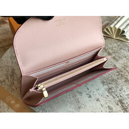 Replica Louis Vuitton Brown Monogram Red Pink Scallop Sarah Wallet