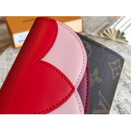 Replica Louis Vuitton Brown Monogram Red Pink Scallop Sarah Wallet