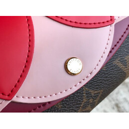 Replica Louis Vuitton Brown Monogram Red Pink Scallop Sarah Wallet