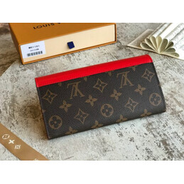 Replica Louis Vuitton Brown Monogram Red Pink Scallop Sarah Wallet