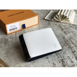 Replica Louis Vuitton White Epi Leather Black Trim Multiple Wallet