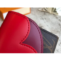 Replica Louis Vuitton Brown Monogram Red Scallop Victorine Wallet
