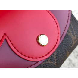 Replica Louis Vuitton Brown Monogram Red Scallop Victorine Wallet