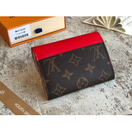 Replica Louis Vuitton Brown Monogram Red Scallop Victorine Wallet