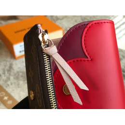 Replica Louis Vuitton Brown Monogram Red Scallop Victorine Wallet