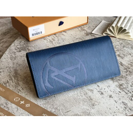 Replica Louis Vuitton Blue Epi Leather Oversized LV Brazza Wallet