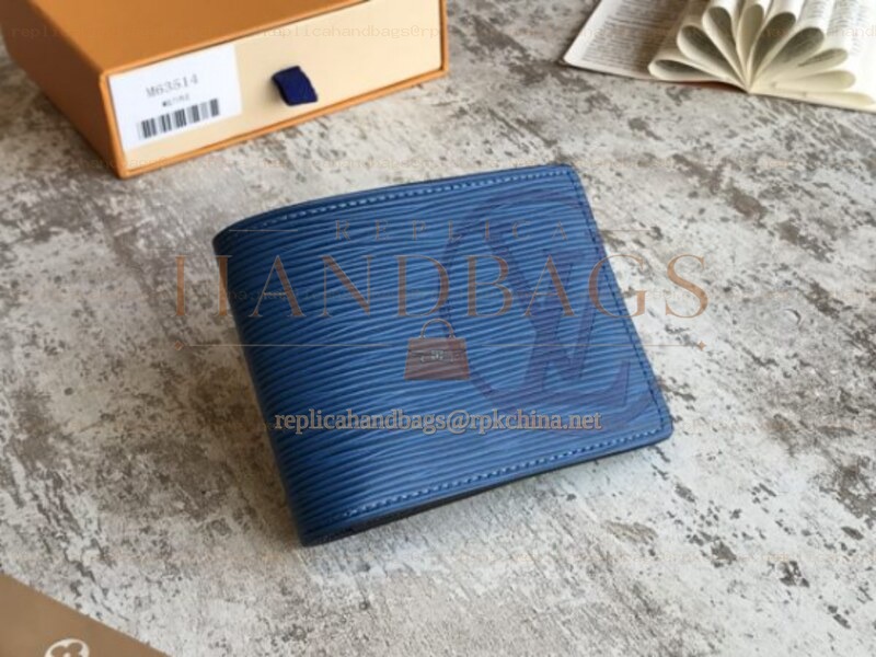Replica Louis Vuitton Blue Epi Leather Oversized LV Multiple Wallet
