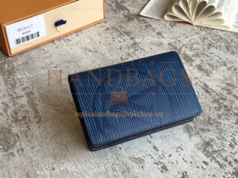 Replica Louis Vuitton Navy Blue Epi Leather Oversized LV Pocket Organizer
