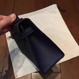 Replica Hermes Navy Blue Kelly Pochette Palladium Hardware Bag