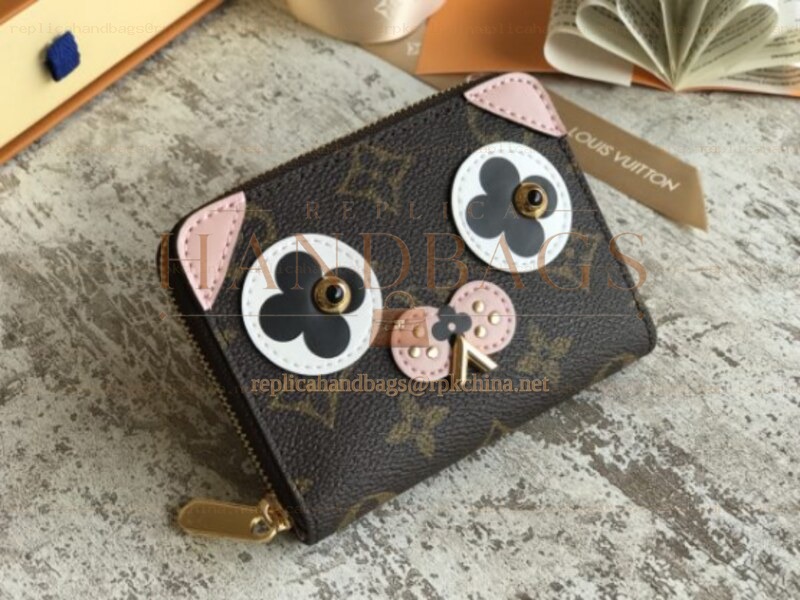 Replica Louis Vuitton Brown Monogram Owl Patch Zippy Coin Purse