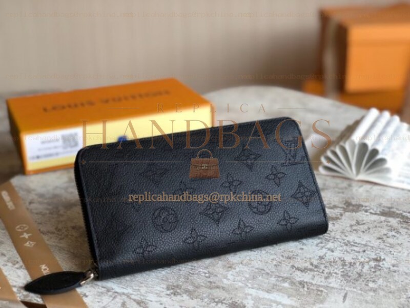 Replica Louis Vuitton Black Embossed Monogram Zippy Wallet - Style 2