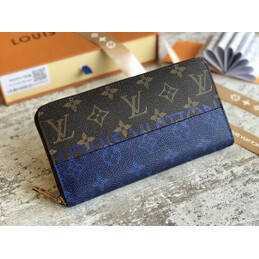 Replica Louis Vuitton Brown Monogram Blue Band Zippy Wallet