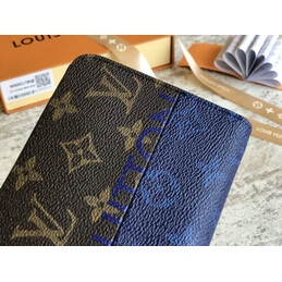 Replica Louis Vuitton Brown Monogram Blue Band Zippy Wallet