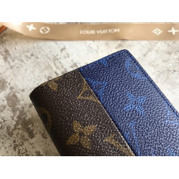 Replica Louis Vuitton Brown Blue Monogram Pocket Organizer