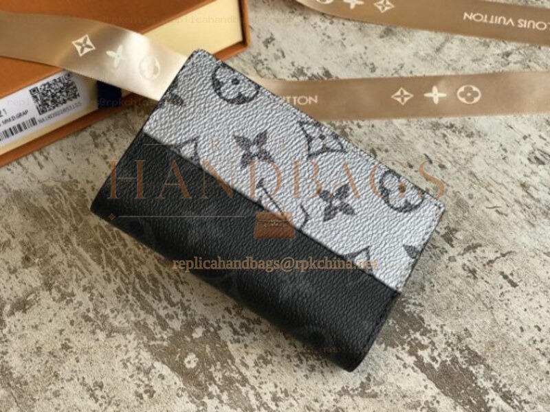 Replica Louis Vuitton Black White Monogram Split Pocket Organizer
