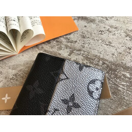 Replica Louis Vuitton Black White Monogram Split Pocket Organizer
