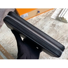 Replica Louis Vuitton Black Leather Blue LV Zippy Organizer Wallet