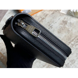 Replica Louis Vuitton Black Leather Blue LV Zippy Organizer Wallet