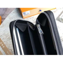Replica Louis Vuitton Black Leather Blue LV Zippy Organizer Wallet