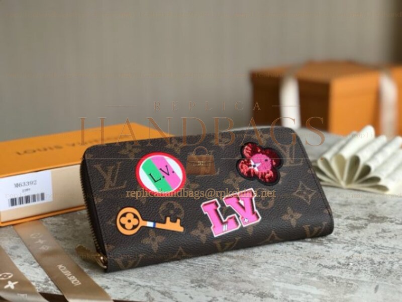 Replica Louis Vuitton Brown Monogram Multicolor Patch Zippy Wallet